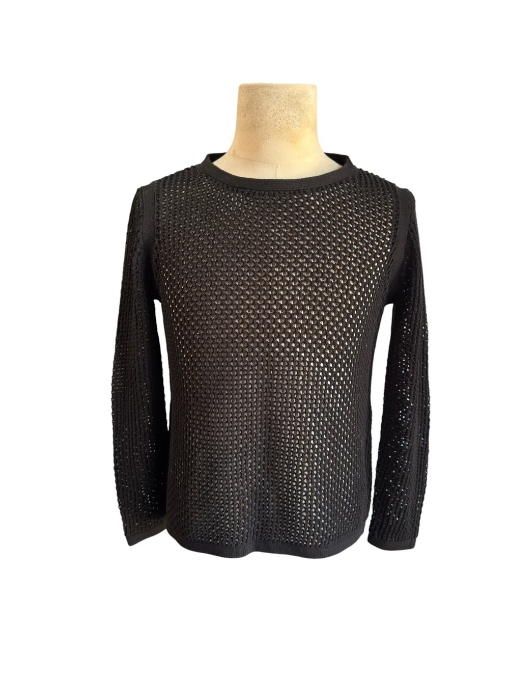 Shape FX Black Open-Weave Cotton Top